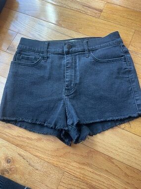 Abercrombie & Fitch Black Frayed Hem High-Rise Denim Shorts
